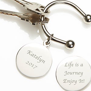 Life is a Journey Engraved Silver Key Ring