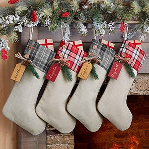 Plaid Evergreen Personalized Christmas Stocking