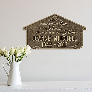 Heavenly Home Personalized Memorial Wall Plaque - Antique Brass