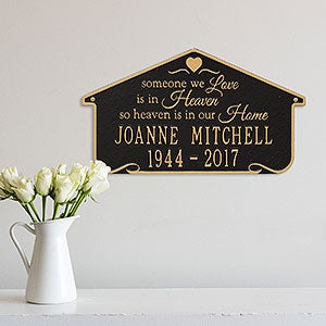 Heavenly Home Personalized Memorial Wall Plaque - Black & Gold