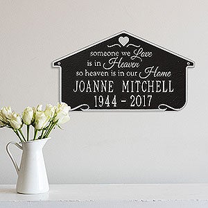 Heavenly Home Personalized Memorial Wall Plaque - Black & Silver