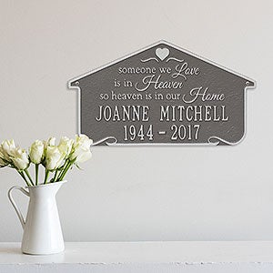 Heavenly Home Personalized Memorial Wall Plaque - Pewter & Silver