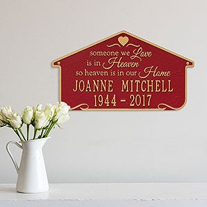 Heavenly Home Personalized Memorial Wall Plaque - Red & Gold