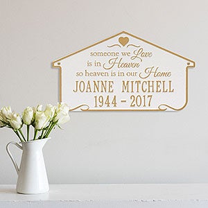 Heavenly Home Personalized Memorial Wall Plaque - White & Gold