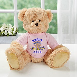 Happy Hanukkah Personalized Pink Teddy Bear