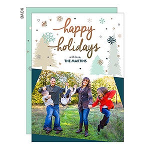 Snowflakes & Trees Photo Holiday Card - Set of 15