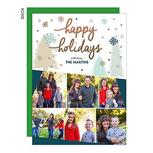 Snowflake Trees Photo Holiday Card - 6 Photo - Set of 15