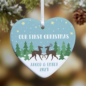 Nordic Noel 1st Christmas Personalized Heart Ornament - 1 Sided Glossy