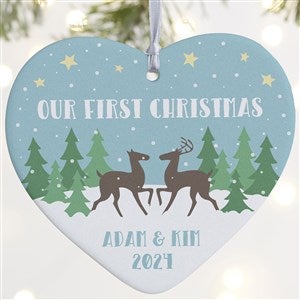Nordic Noel 1st Christmas Personalized Heart Ornament - 1 Sided Matte