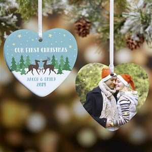 Nordic Noel 1st Christmas Personalized Heart Ornament- 3.25" Glossy - 2 Sided - #25326-2