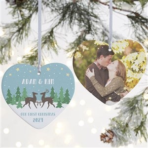 Nordic Noel 1st Christmas Personalized Heart Ornament - 2 Sided Matte
