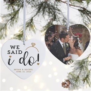 I Do Personalized Heart Wedding Ornament - 2 Sided Matte