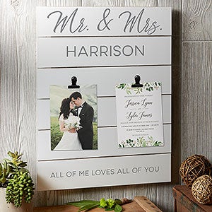Wedding Photo & Invitation Personalized Wooden Shiplap Sign - 16x20