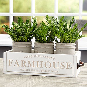 Family Farmhouse Personalized Wooden Box Centerpiece