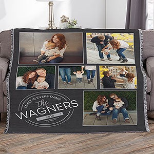 Stamped Family Personalized 56x60 Woven Photo Throw