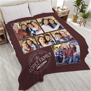 Stamped Family Personalized 90x108 Plush King Fleece Photo Blanket