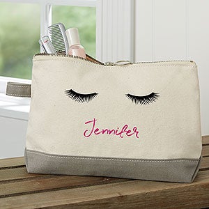 Eyelash Personalized Grey Makeup Bag