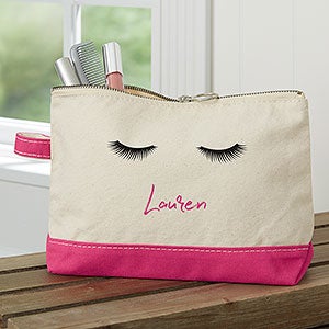 Eyelash Personalized Pink Makeup Bag