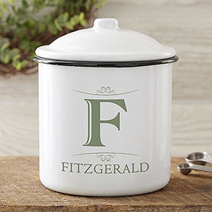 Elegant Monogram Personalized Enamel Canister - Medium