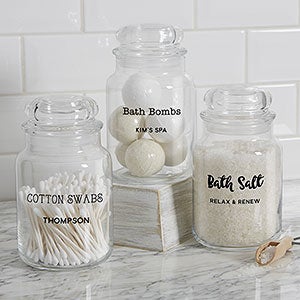 Bathroom Text Personalized Glass Storage Jars