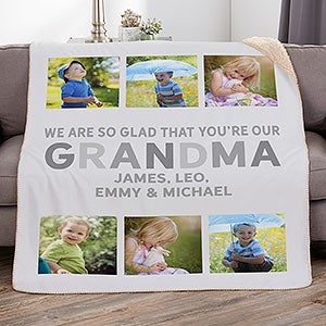 Glad You're Our Mom Personalized 50x60 Sherpa Photo Blanket