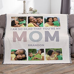 Glad You're Our Mom Personalized 56x60 Woven Photo Throw