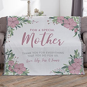 Floral Special Message Personalized 56x60 Woven Throw Blanket