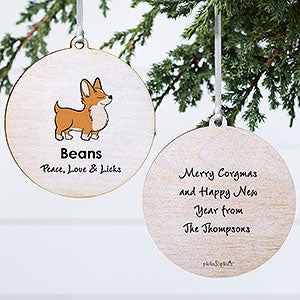 Corgi philoSophie's Personalized Ornament - 2 Sided Wood