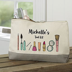 Makeup Brushes Personalized Grey Makeup Bag