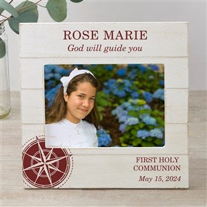 First Communion Compass Personalized Shiplap Frame 5x7 Horizontal
