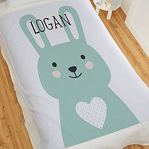 Bunny Icon Personalized 50x60 Sweatshirt Baby Blanket