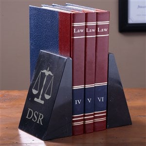 Monogram Marble Bookends - Scales of Justice Legal Design