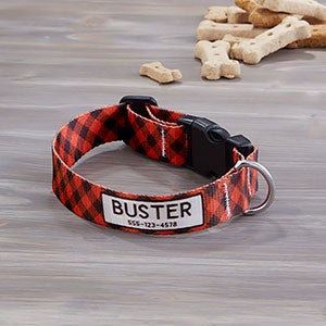 Pet Plaid Personalized Dog Collar - Small-Medium