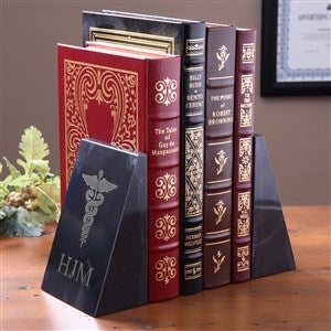 Personalized Medical Marble Bookends - Caduceus Design