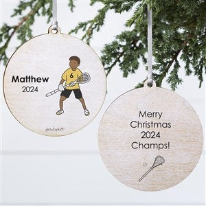 philoSophie's Lacrosse Player Personalized Ornament - 2 Sided Wood