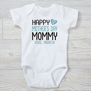 Custom Romper Our First Mother's Day Baby Bodysuit Mother's Day Gift Mama And Baby Elephant Baby Romper Personalized Baby Bodysuit