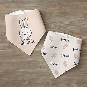First Easter Bunny Personalized Bandana Bibs - Set of 2