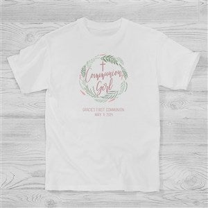 First Communion Floral Personalized Hanes Kids T-Shirt