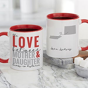 Love Knows No Distance Personalized Mom Coffee Mug - Red