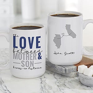 Love Knows No Distance Personalized Mom Coffee Mug - Large