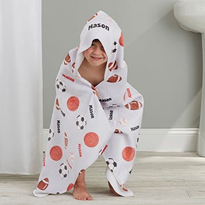 All About Sports Personalized Kids Hooded Bath Towel