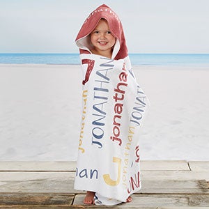 Boys Name Personalized Kids Hooded Beach & Pool Towel