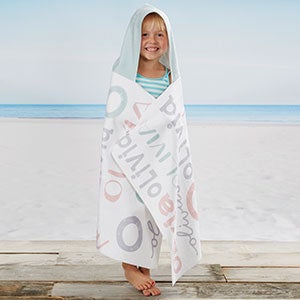 Girls Name Personalized Kids Hooded Beach & Pool Towel