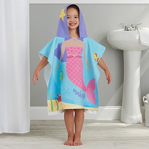 Mermaid Personalized Kids Hooded Poncho Bath Towel
