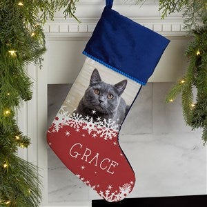 Snowflake Pet Personalized Blue Christmas Photo Stocking