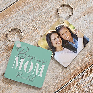 Bonus Mom Personalized Photo Keychain