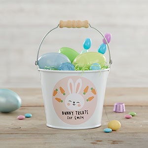 Bunny Treats Personalized Mini Treat Bucket - White
