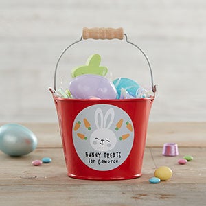 Bunny Treats Personalized Mini Treat Bucket - Red