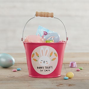 Bunny Treats Personalized Mini Treat Bucket - Pink