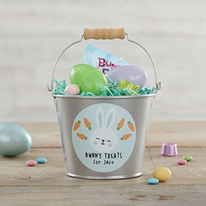 Bunny Treats Personalized Mini Treat Bucket - Silver